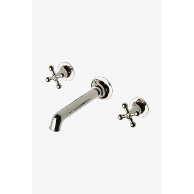 Waterworks Dash Three Hole Wall Mounted Lavatory Faucet with Metal Cross Handles in Chrome, 1.2gpm