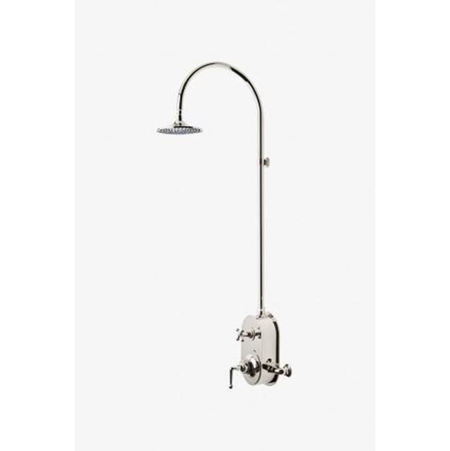 Waterworks Dash Exposed Thermostatic Shower System with 8'' Shower Head and Metal Lever and Cross Handle in Matte Nickel, 1.75gpm
