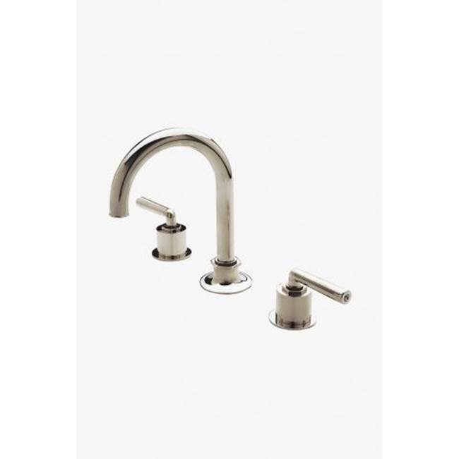 Waterworks COMMERCIAL ONLY - Henry Gooseneck Three Hole Deck Mounted Lavatory Faucet with Metal Lever Handles in Matte Gold