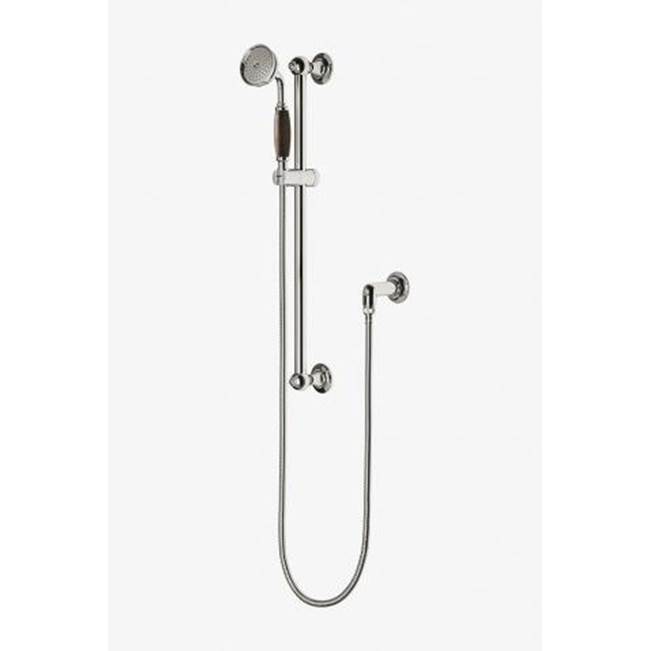 Waterworks Easton Classic Handshower On Bar with Oak Handle in Burnished Brass, 1.75gpm