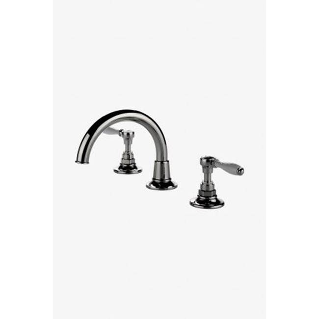 Waterworks Easton Vintage Gooseneck Three Hole Deck Mounted Lavatory Faucet with Metal Lever Handles in Burnished Nickel, 1.2gpm (4.5L/min)