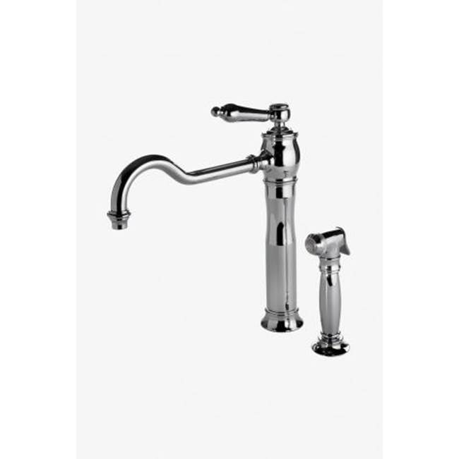 Waterworks Julia One Hole High Profile Kitchen Faucet, Metal Lever Handle and Spray in Chrome