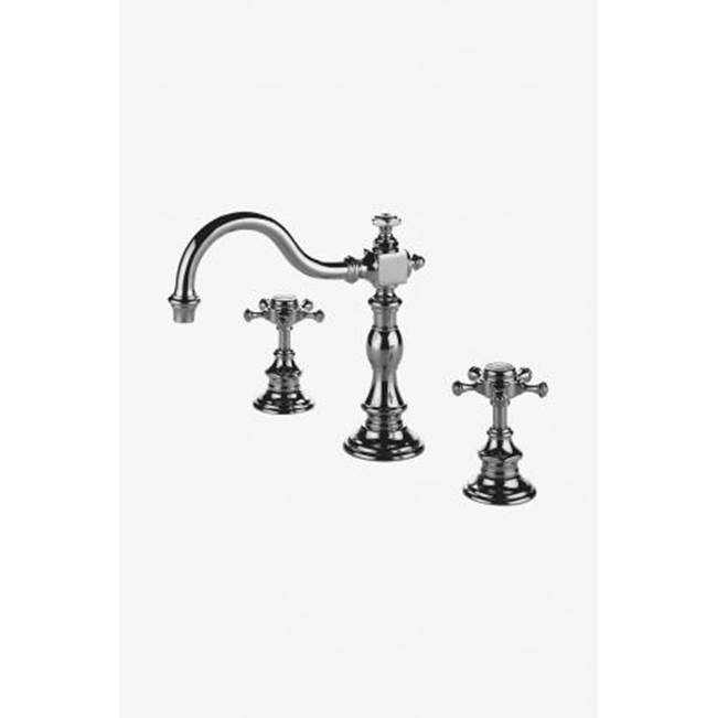 Waterworks Julia Deck Mounted Marquee Lavatory Faucet with Metal Cross Handles in Vintage Brass, 1.2gpm (4.5L/min)