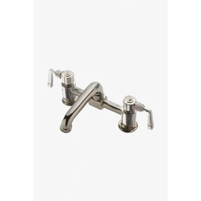 Waterworks R.W. Atlas Bridge Two Hole Deck Mounted Lavatory Faucet with Metal Lever Side Mount Handles in Matte Gold, 1.2gpm (4.5L/min)
