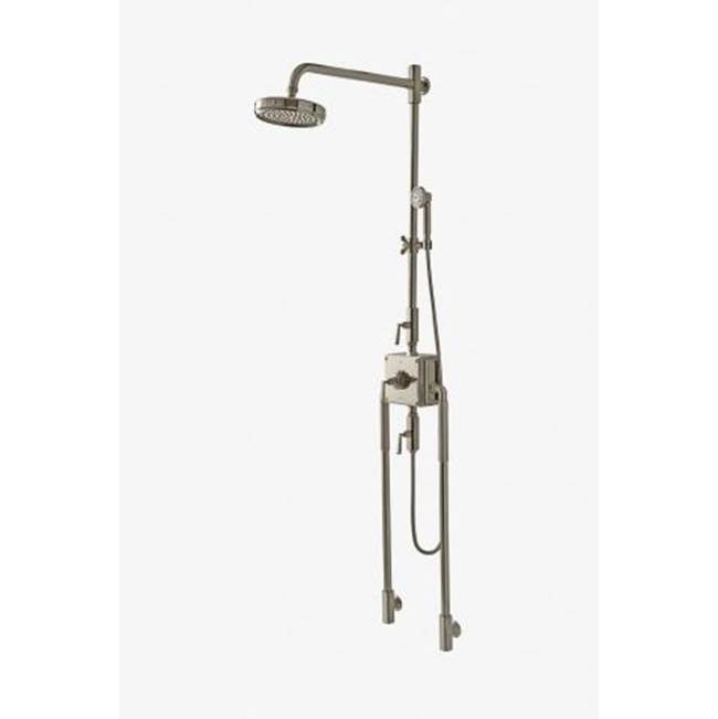 Waterworks R.W. Atlas Exposed Thermostatic System with 8'' Shower Rose, Arm, Handshower, and Metal Lever Handles in Burnished Nickel, 1.75gpm