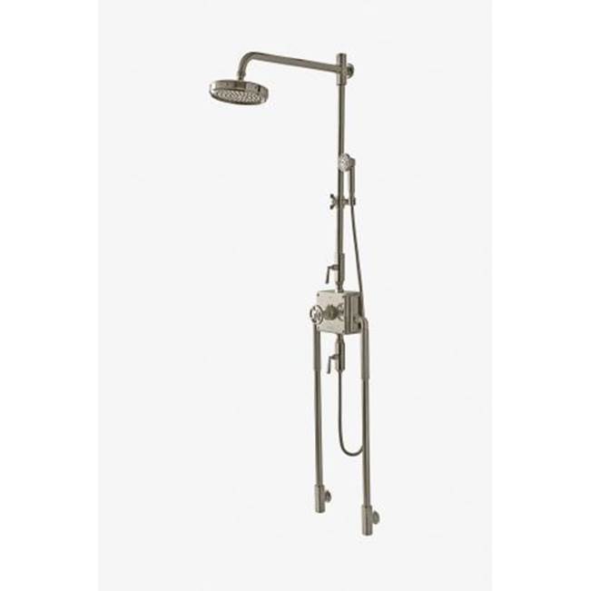 Waterworks R.W. Atlas Exposed Thermostatic System with 8'' Shower Rose, Arm, Handshower, Metal Wheel and Lever Handles in Burnished Nickel, 1.75gpm