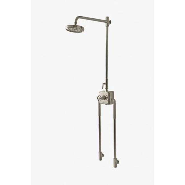 Waterworks R.W. Atlas Exposed Thermostatic System with 8'' Shower Rose, Arm, Metal Wheel and Lever Handles in Gold, 1.75gpm