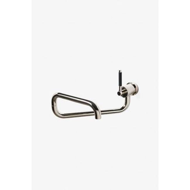 Waterworks Universal Modern Wall Mounted Articulated Pot Filler with Metal Lever Handle in Brass