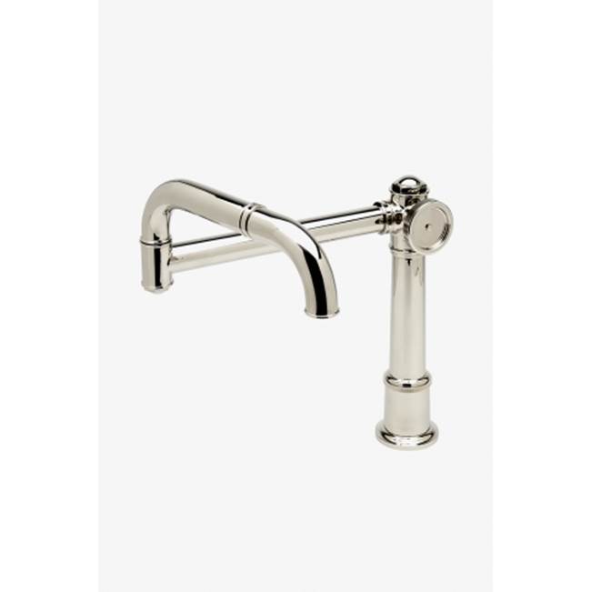 Waterworks On Tap Deck Mounted Articulated Pot Filler with Metal Wheel Handle in Unlacquered Brass