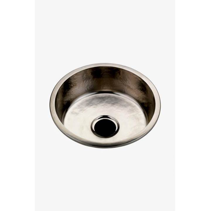Waterworks Normandy 17 11/16'' x 17 11/16'' x 6 1/2'' Hammered Copper Round Kitchen Sink with Center Drain in Dark Nickel