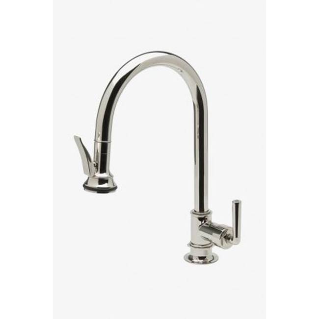 Waterworks COMMERCIAL ONLY Henry One Hole Gooseneck Integrated Pull Spray Kitchen Faucet with Lever Handle in Matte Black