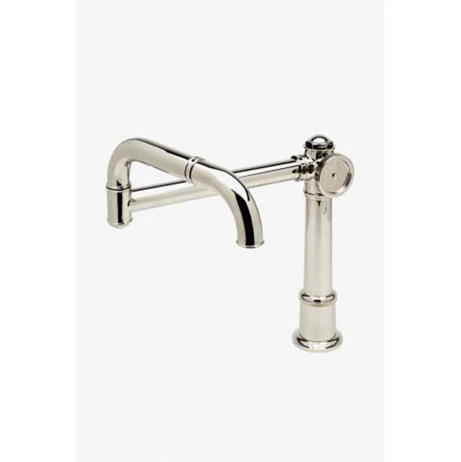 Waterworks On Tap Deck Mounted Articulated Pot Filler with Metal Wheel Handle in Gold