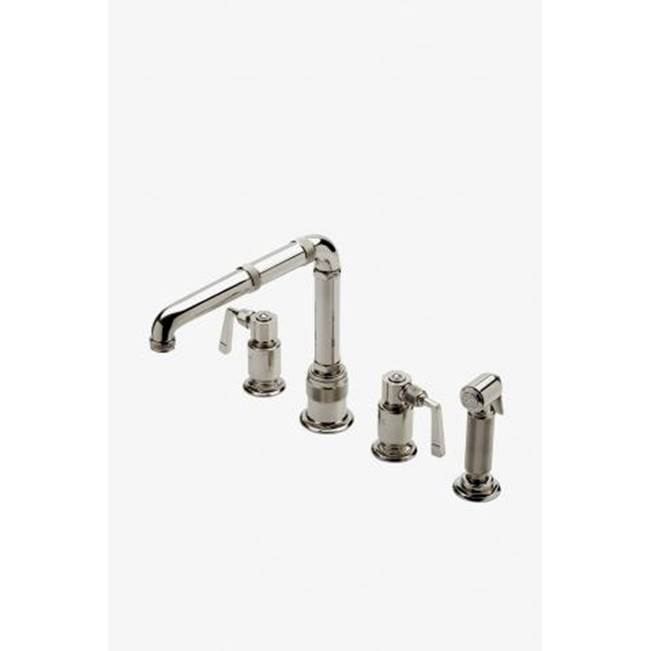 Waterworks R.W. Atlas High Profile Kitchen Faucet with Metal Side Mount Lever Handles and Spray in Burnished Nickel, 1.75gpm