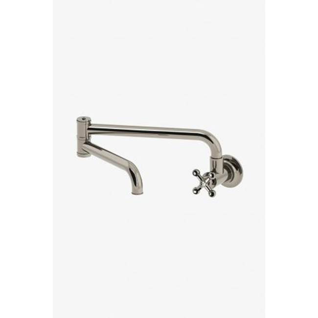 Waterworks Dash Wall Mounted Articulated Pot Filler with Metal Cross Handle in Burnished Nickel
