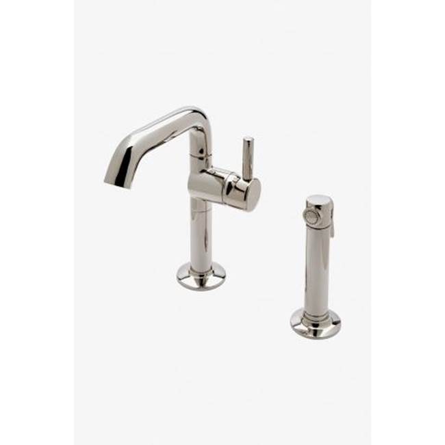 Waterworks .25 One Hole High Profile Kitchen Faucet, Short Metal Handle and Metal Spray in Dark Nickel