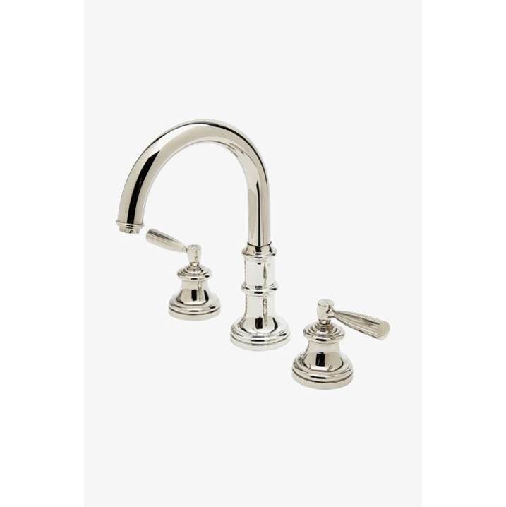 Waterworks Foro Gooseneck Three Hole Deck Mounted Lavatory Faucet with Metal Lever Handles in Dark Brass , 1.2gpm (4.5 L/min)