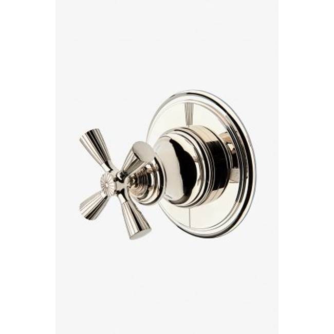 Waterworks DISCONTINUED Foro Three Way Diverter Valve Trim for Thermostatic with Metal Cross Handle in Antique Brass