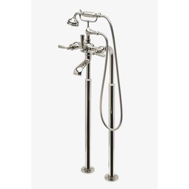 Waterworks Foro Floor Mounted Exposed Tub Filler with Metal Handshower and Lever Handles in Burnished Nickel, 1.75gpm (6.6L/min)