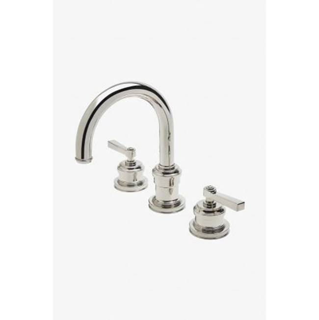 Waterworks Aero Gooseneck Three Hole Deck Mounted Lavatory Faucet with Metal Lever Handles in Matte Gold, 1.2gpm (4.5L/min)