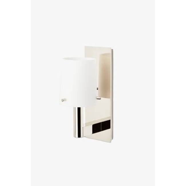 Waterworks Catia Mini Wall Mounted Single Arm Sconce in Nickel with White Glass Shade