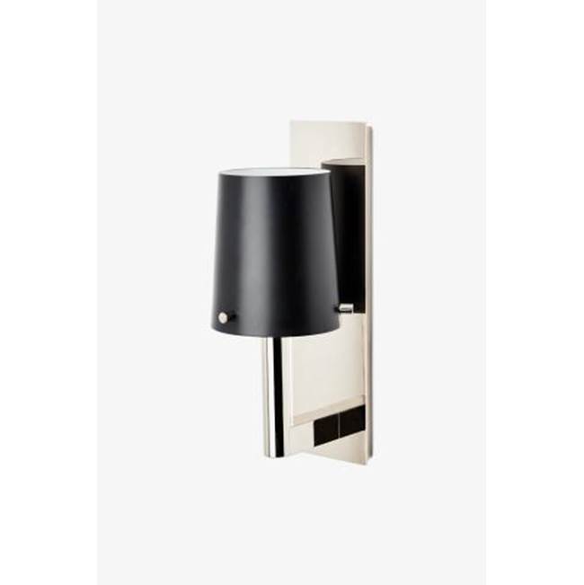 Waterworks Catia Wall Mounted Single Arm Sconce in Nickel with Black Metal Shade