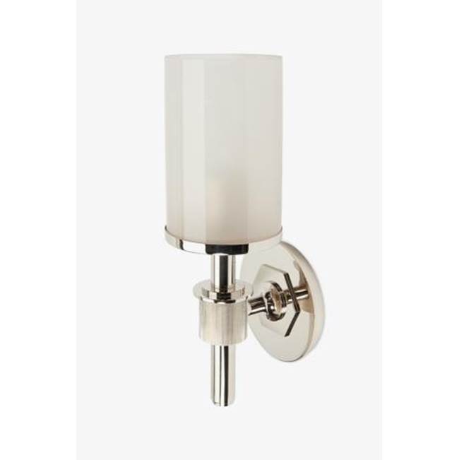 Waterworks Henry Wall Mounted Single Arm Sconce with Etched Glass Shade in Chrome