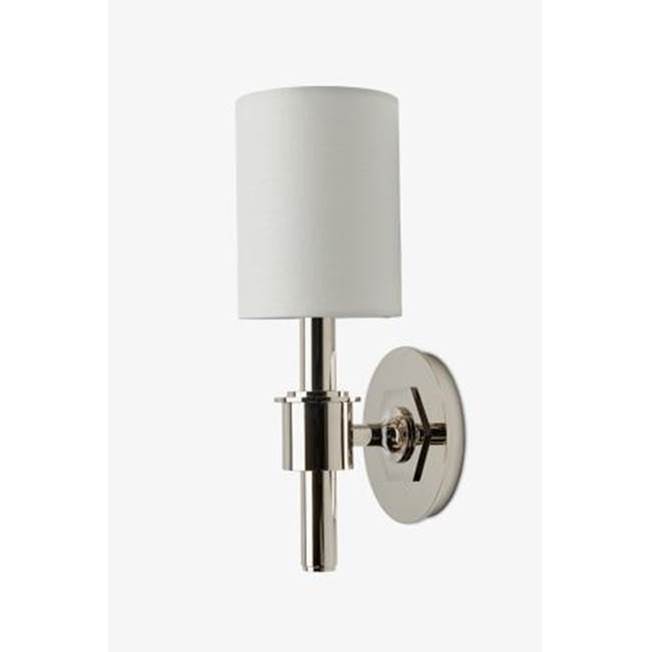 Waterworks Henry Wall Mounted Single Arm Sconce with Fabric Shade in Chrome