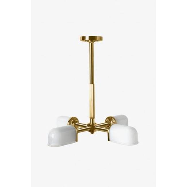 Waterworks R.W. Atlas Ceiling Mounted Four Light Pendant with Glass Shades in Brass