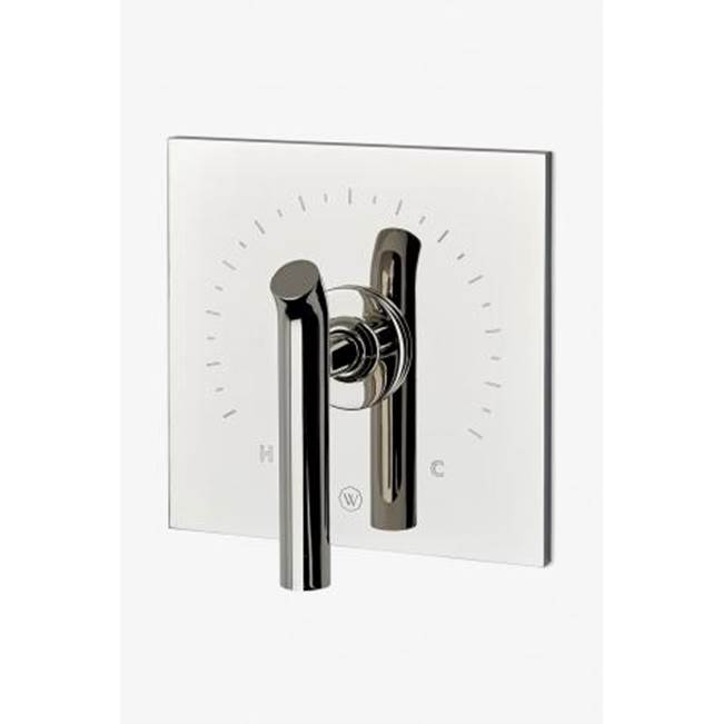 Waterworks COMMERCIAL ONLY Bond Solo Series Square Thermostatic Control Valve Trim with Lever Handle in Nickel PVD
