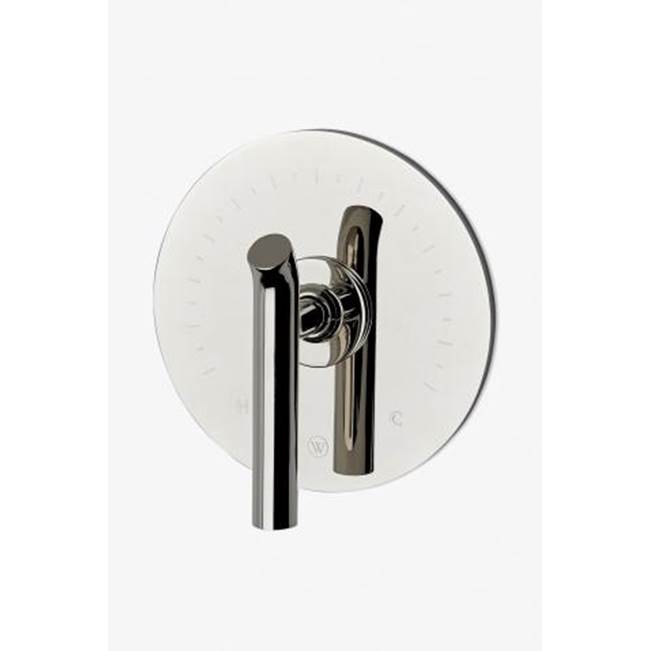 Waterworks COMMERCIAL ONLY Bond Solo Series Round Thermostatic Control Valve Trim with Lever Handle in Shiny Dark Nickel PVD