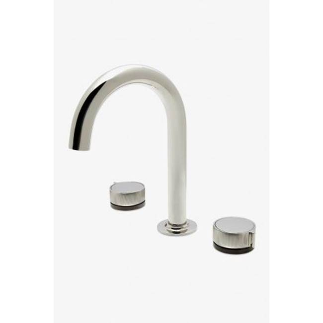 Waterworks COMMERCIAL ONLY Bond Tandem Series Gooseneck Lavatory Faucet with Two-Tone Guilloche Lines Knob Handle in Nickel/Dark Nickel, 1.2gpm (4.5L/min)