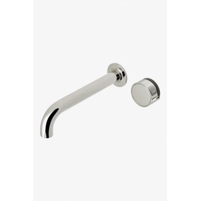 Waterworks DISCONTINUED Bond Tandem Series Wall Mounted Lavatory Faucet with Two-Tone Guilloche Lines Single Knob Handle in Nickel/Dark Nickel, 1.2gpm (4.5L/min)