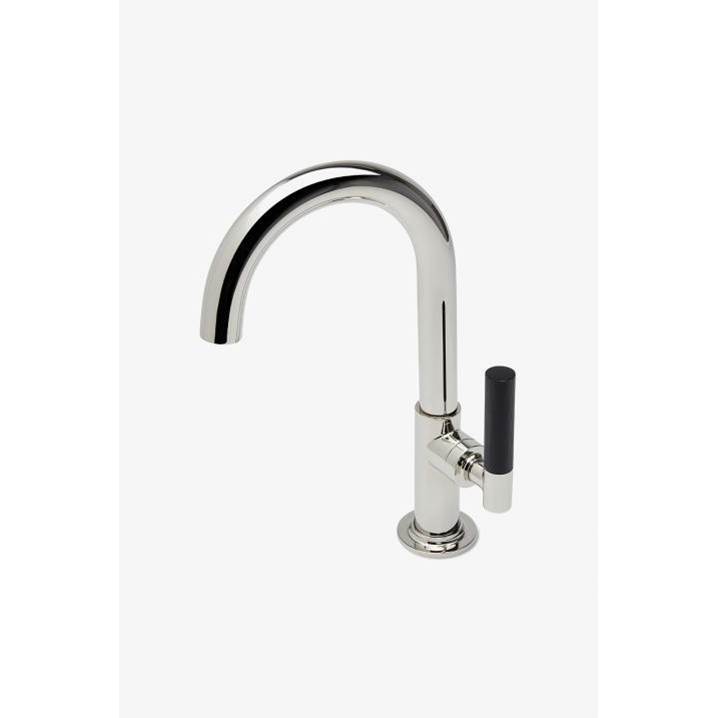 Waterworks Bond Union Series One Hole Lavatory Faucet with Enamel Guilloche Lines Lever Handle in Brass/Black, 1.2gpm (4.5L/m)
