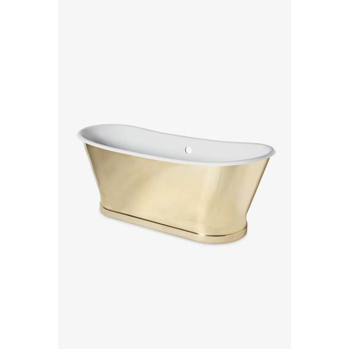 Waterworks Emile 67'' x 27'' x 27 1/2'' Freestanding Oval Cast Iron Bathtub in Unlacquered Brass with Slip Resistance