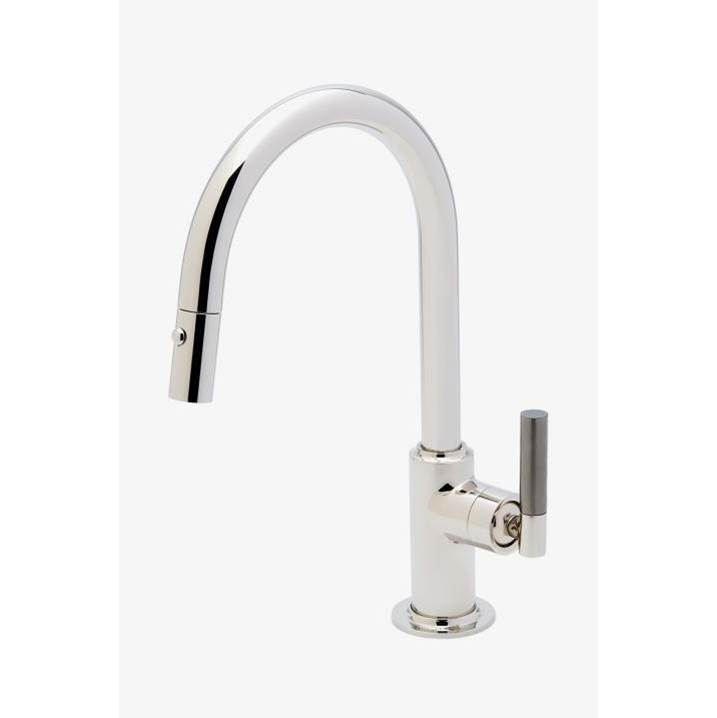 Waterworks Bond Tandem Series One Hole Gooseneck Integrated Pull Spray Kitchen Faucet with Two-Tone Lever Handle in Brass/Dark Nickel, 1.75 gpm (6.6L/min)