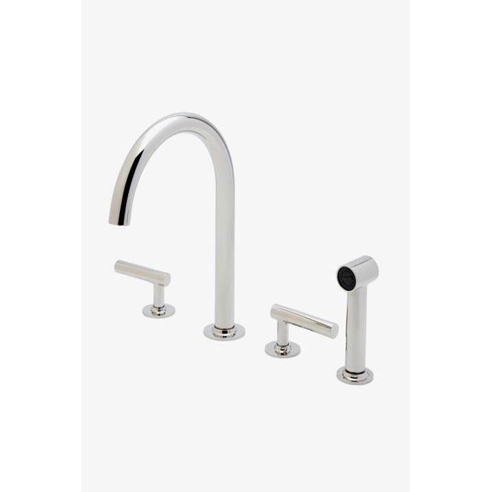Waterworks COMMERCIAL ONLY Bond Solo Series Gooseneck Kitchen Faucet and Spray with Straight Lever Handles in Brass PVD