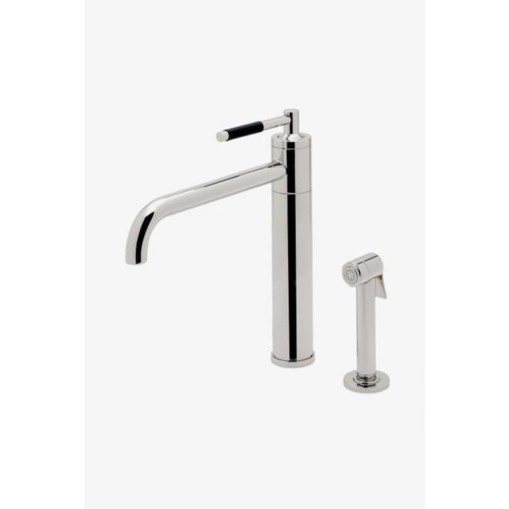 Waterworks Universal Modern One Hole High Profile Kitchen Faucet, Metal Lever Handle and Spray in Gold, 1.75gpm