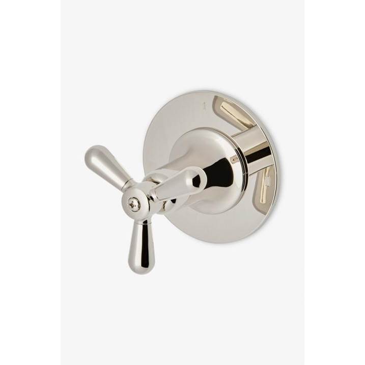 Waterworks Riverun Two Way Diverter Valve Trim for Pressure Balance with Roman Numerals and Tri-Spoke Handle in Copper