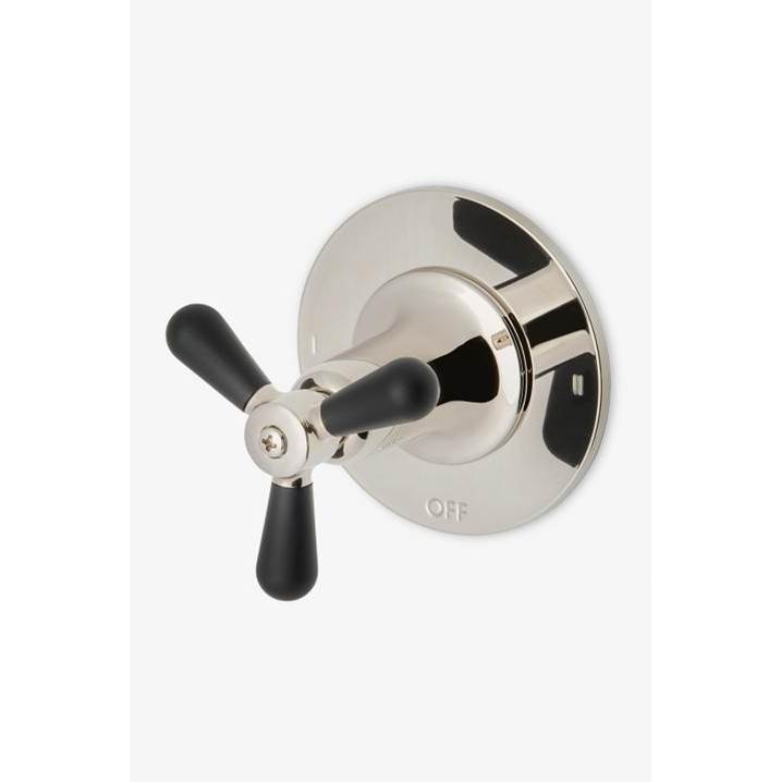 Waterworks Riverun Two Way Diverter Valve Trim for Thermostatic with Roman Numerals and Two-Tone Tri-Spoke Handle in Burnished Brass/Matte Black