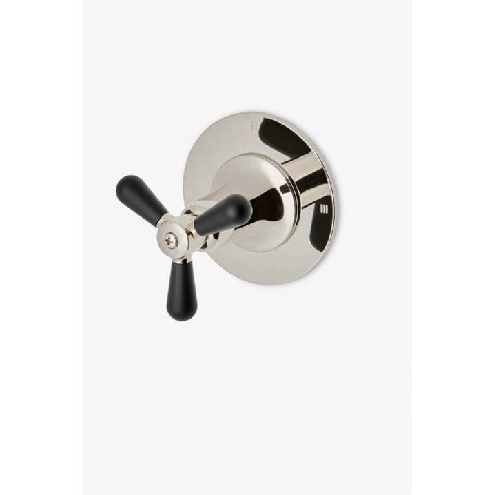 Waterworks COMMERCIAL ONLY Riverun Three Way Diverter Valve Trim for Pressure Balance with Roman Numerals and Two-Tone Tri-Spoke Handle in Nickel/Matte Black