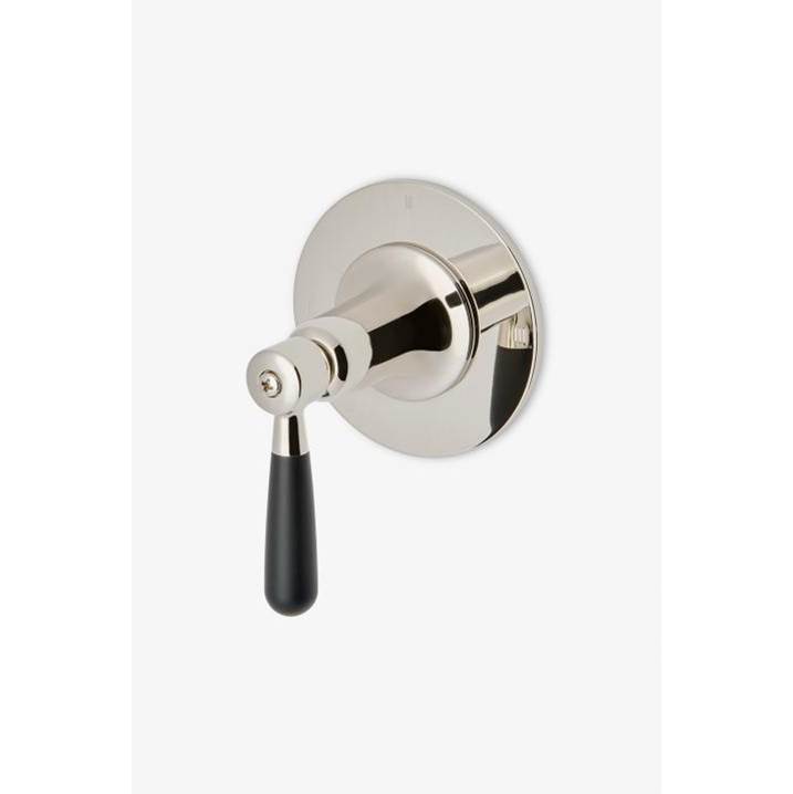 Waterworks COMMERCIAL ONLY Riverun Three Way Diverter Valve Trim for Pressure Balance with Roman Numerals and Two-Tone Lever Handle in Chrome/Matte Black