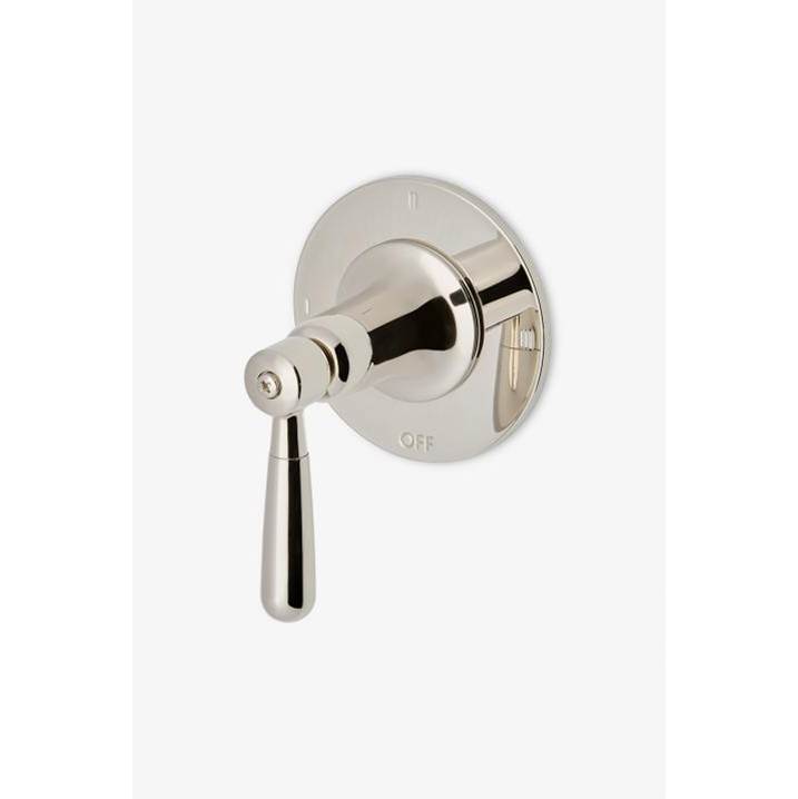 Waterworks COMMERCIAL ONLY Riverun Three Way Diverter Trim for Thermostatic with Roman Numerals and Lever Handle in Dark Brass
