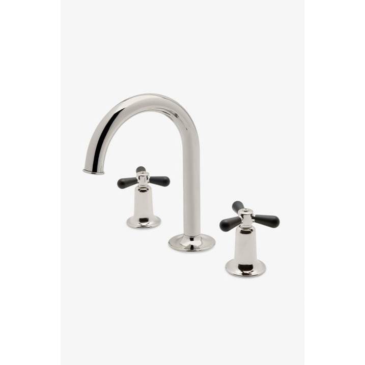 Waterworks DISCONTINUED Riverun Gooseneck Lavatory Faucet with Two-Tone Tri-Spoke Handles in Copper/Matte Black, 1.2gpm (4.5L/m)