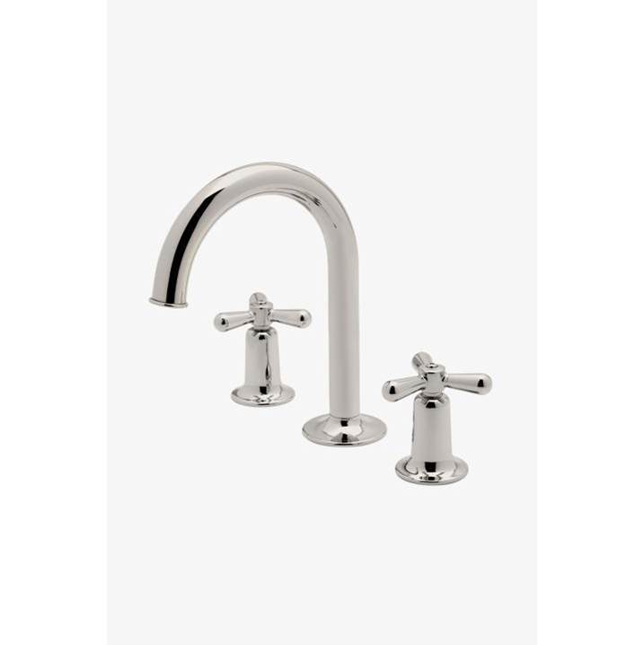 Waterworks Riverun Gooseneck Lavatory Faucet with Tri-Spoke Handles in Dark Nickel, 1.2gpm (4.5L/min)