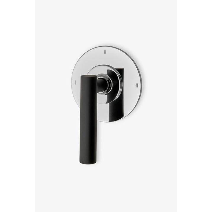 Waterworks Bond Rally Series Three Way Pressure Balance Diverter Trim with Roman Numerals and Lever Handle in Chrome/Sport Black