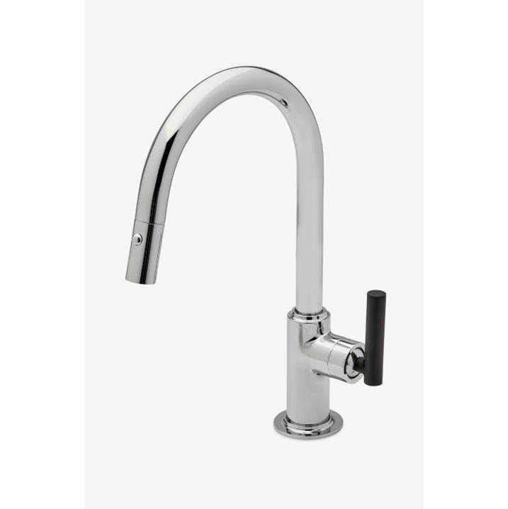 Waterworks COMMERCIAL ONLY Bond Rally Series One Hole Gooseneck Integrated Pull Spray Kitchen Faucet with Lever Handle in Chrome/Sport Black, 1.75gpm (6.6L/min)
