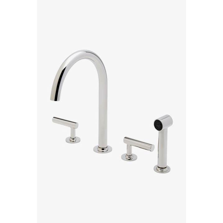 Waterworks COMMERCIAL ONLY Bond Solo Series Gooseneck Kitchen Faucet and Spray with Straight Lever Handles in Flat Dark Nickel PVD, 1.75gpm (6.6L/min)