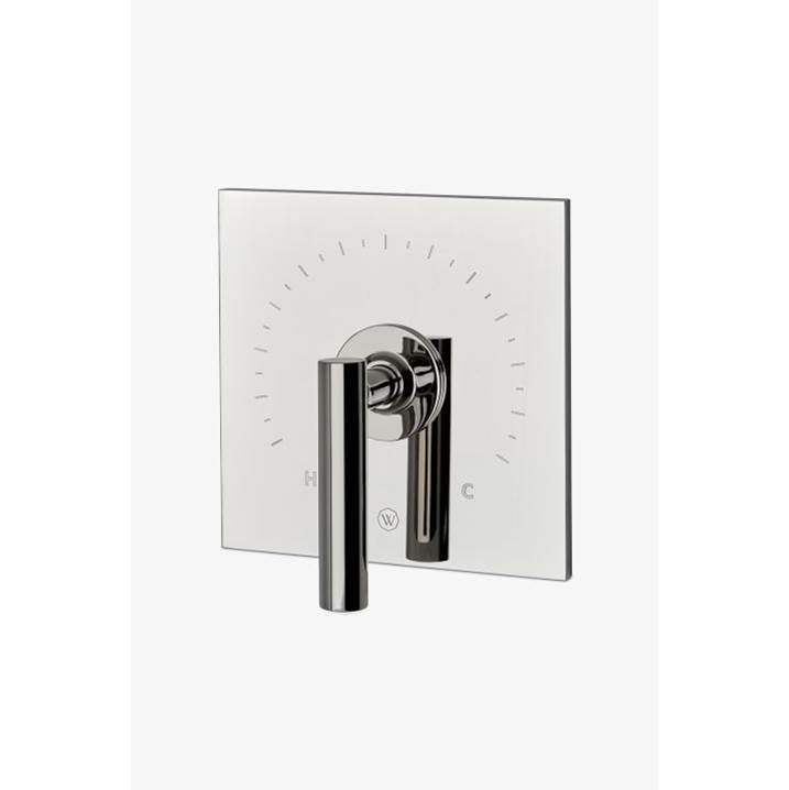 Waterworks Bond Solo Series Square Thermostatic Control Valve Trim with Straight Lever Handle in Gold