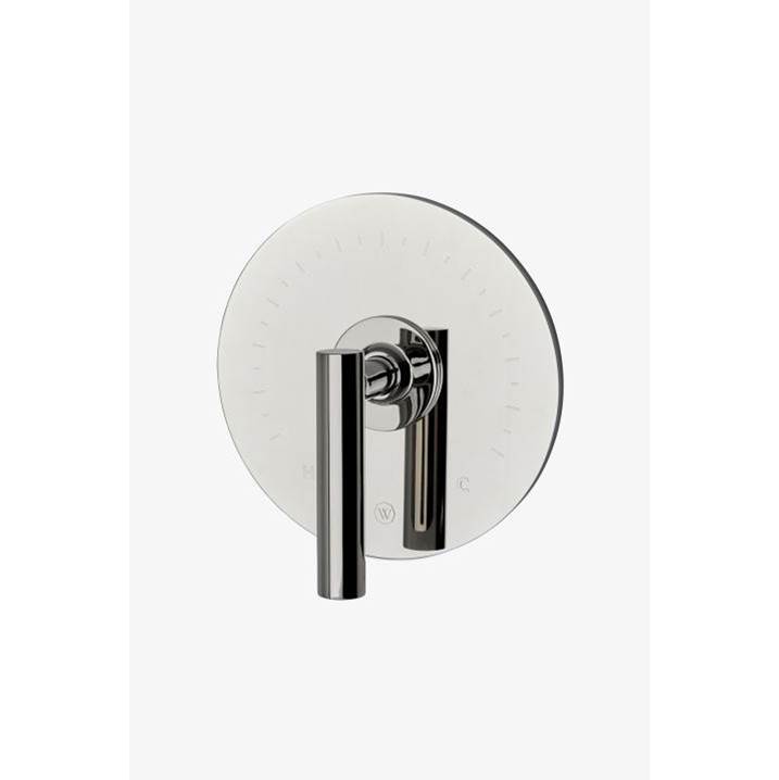 Waterworks COMMERCIAL ONLY Bond Solo Series Round Thermostatic Control Valve Trim with Straight Lever Handle in Matte Black