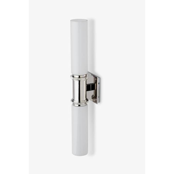 Waterworks Henry Chronos Wall Mounted Double Sconce with Glass Shades in Chrome